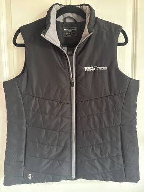 Holloway Black Sleeveless Puffer Vest with Gray Trim